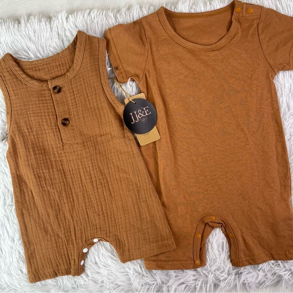 Kids Brown Bodysuit Set Baby Size 6-9M New